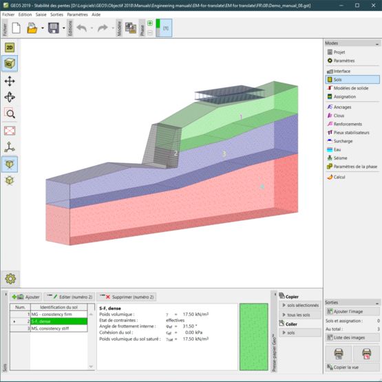 GEO5 - Stabilité des pentes - Vue 3D
