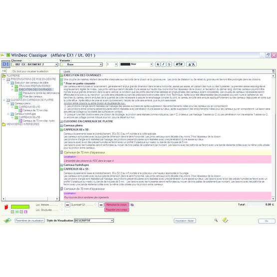 Logiciel de descriptif par article ou localisation | WinDesc D1/ D2