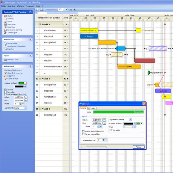 Logiciel de gestion de planning pour suivi de chantier | Sodeasoft GNT Planning