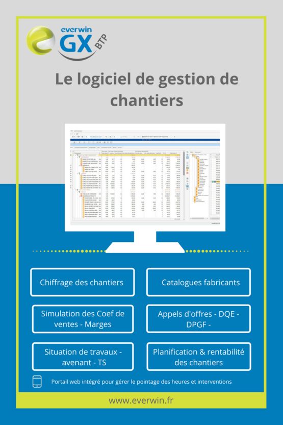  Logiciel de suivi de chantier | EVERWIN GX-BTP  - Logiciel de gestion de chantier (planning, coordination)