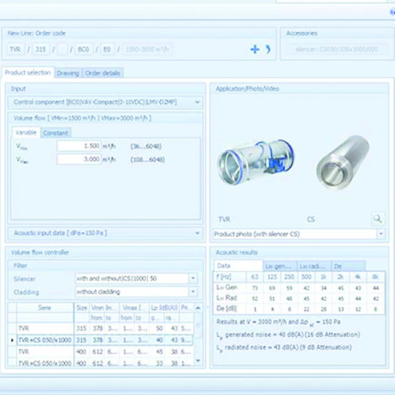 Logiciel pour la conception de systèmes de régulation d'air | Easy Product Finder 2