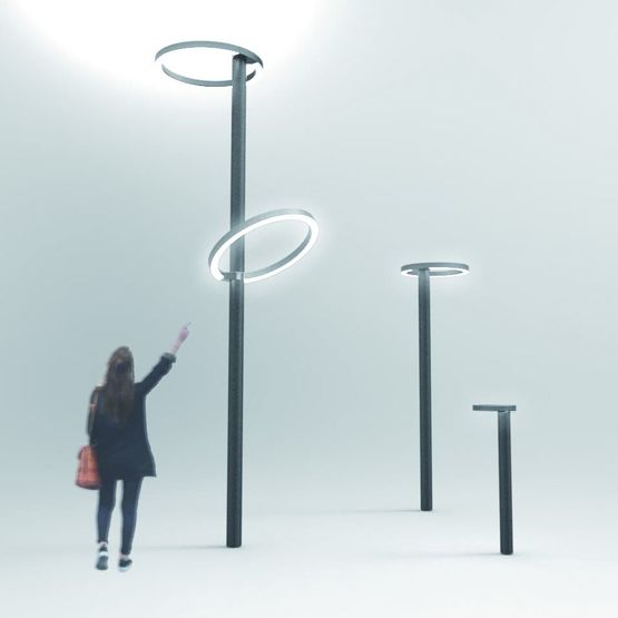 Luminaire urbain minimaliste à module LED en anneau | Halo
