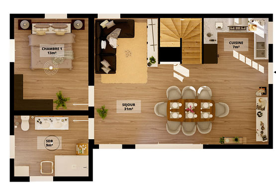 Maison millennials ACIA T5 en kit de 112 m² et 3 chambres – Mezzanine avec degagement | BATI-FABLAB