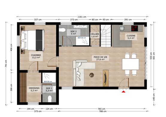  MAISON MILLENNIALS T4 – 102 m², 1 SUITE PARENTALE AU RDC ET 2 CHAMBRES AU NIVEAU DE LA MEZZANINE - BATI-FABLAB 