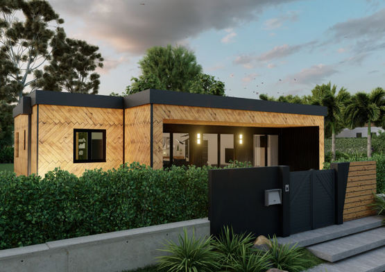 Maison moderne en kit 126m² -  avec patio / Spéciale jeunes ou petit budget | BATI-FABLAB