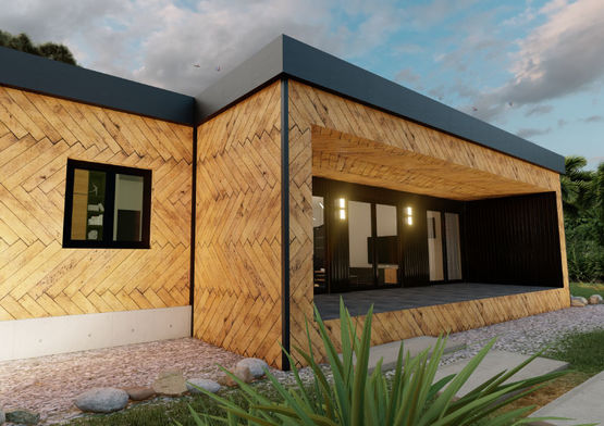  Maison moderne en kit 126m² -  avec patio / Spéciale jeunes ou petit budget | BATI-FABLAB - Logements préfabriqués
