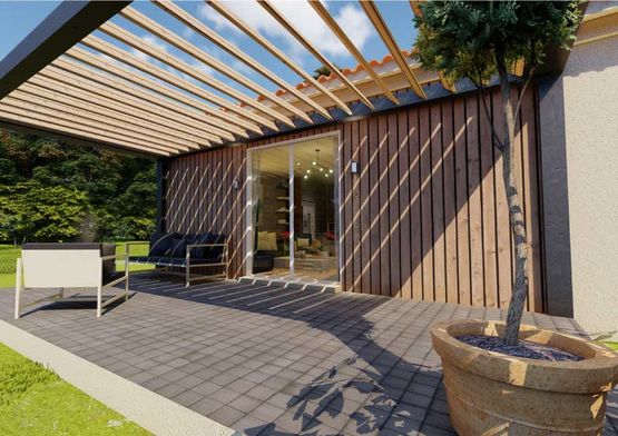  Maison modulaire optimisée en kit 111 m² -  avec patio /idéale jeunes ou petit budget | BATI-FABLAB - Logements préfabriqués