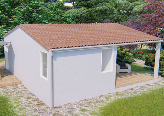  Maison modulaire plain-pied, en kit avec espace vert - Spécial exporte et à petit budget | CUBE - Logements préfabriqués