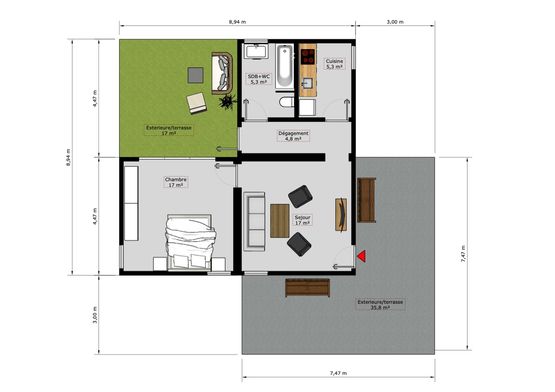  Maison modulaire plain-pied, en kit avec espace vert - Spécial exporte et à petit budget | CUBE - BATI-FABLAB 