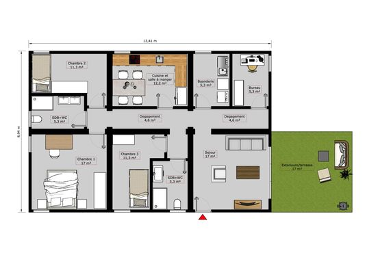  MAISON SUPER MODULAIRE de 99,2 m² – 3 chambres / CUBE - BATI-FABLAB 