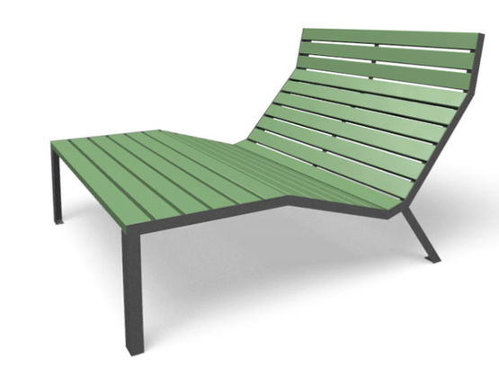  Méridienne en acier et bois de mélèze pour agencements urbains | EASY 1121.2507 - Banc public