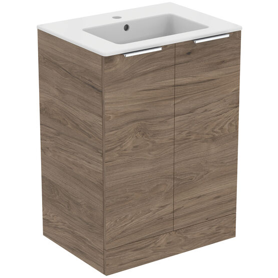 Meuble plain-pied avec lavabo encastré - 60 cm 2 portes | Ulysse+ P0278 - produit présenté par PORCHER