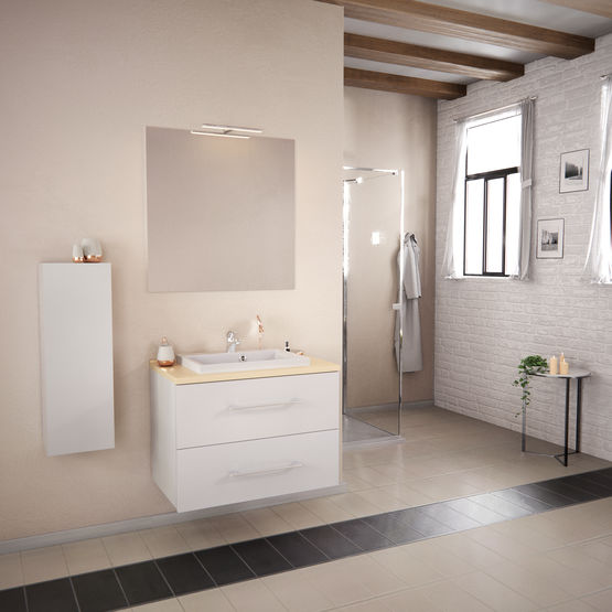  Meuble salle de bain 2 tiroirs avec poignées ou prises de main | Infiniti 2 tiroirs - Meuble vasque pour salle de bain