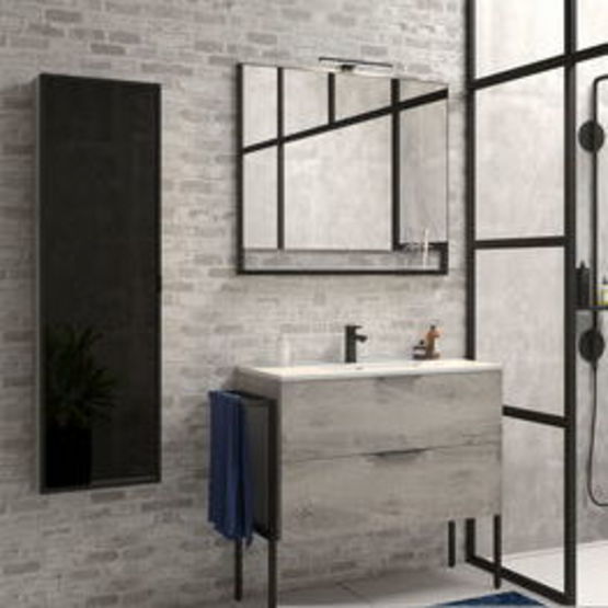 Meuble salle de bain Fabrik à poser au sol avec vasque, miroir et éclairage LED | 54HS29G2F09N2