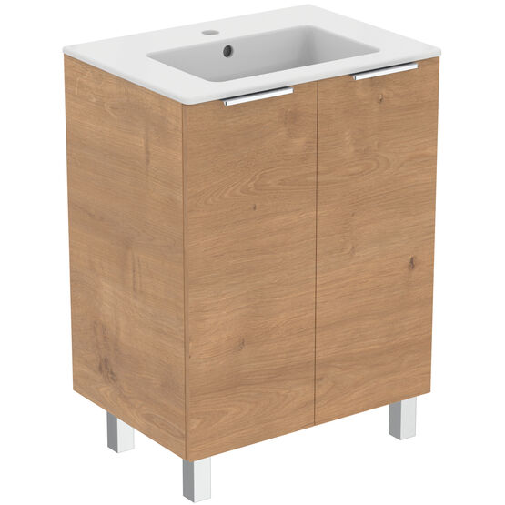 Meuble sur pied avec lavabo encastré - 60 cm 2 portes | Ulysse+ P0279