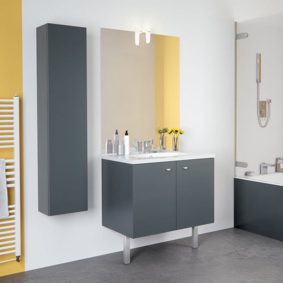 Meuble vasque en quatre longueurs avec miroir et applique LED | TEO Portes