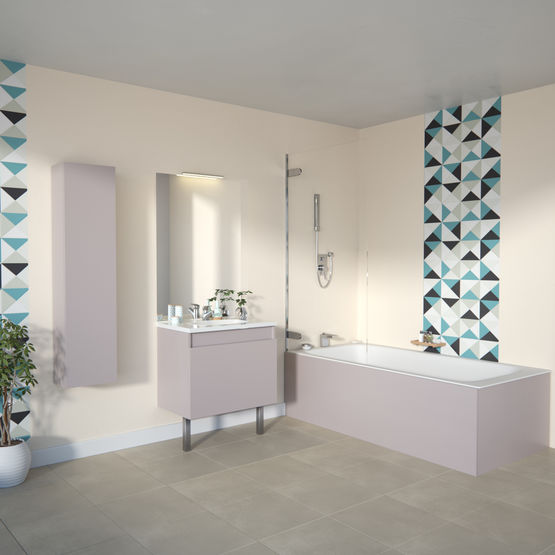 Meuble vasque salle de bain 1 grand tiroir avec miroir et applique LED | TEO 1 Tiroir  - produit présenté par CHENE VERT
