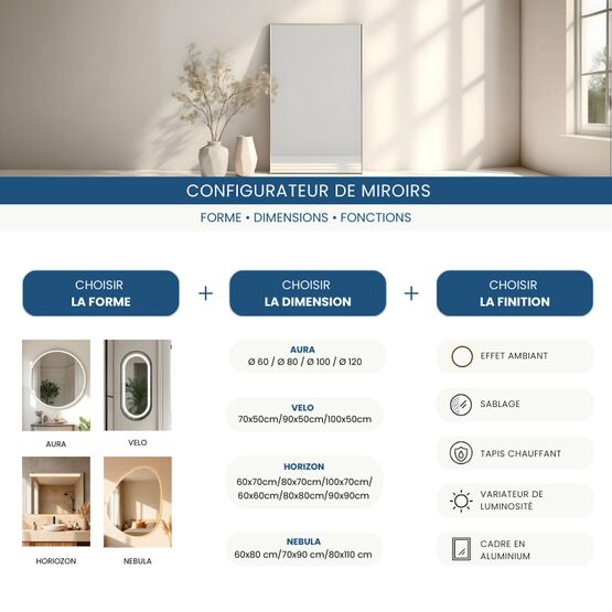  Miroir organique LED IP44 pour salle de bain, sans cadre, premium | NEBULA - HLT SP. Z O.O.