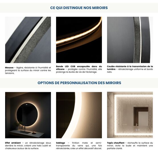 Miroir organique LED IP44 pour salle de bain, sans cadre, premium | NEBULA - produit présenté par HLT SP. Z O.O.