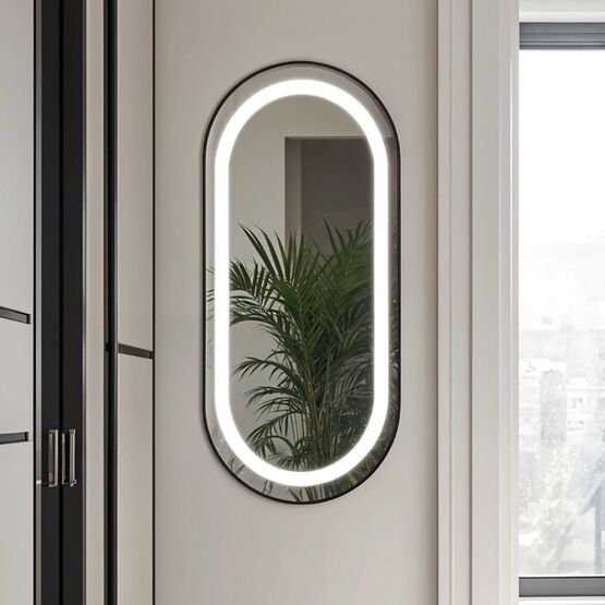  Miroir ovale allongé LED IP44 pour salle de bain, premium, avec ou sans cadre | VELO