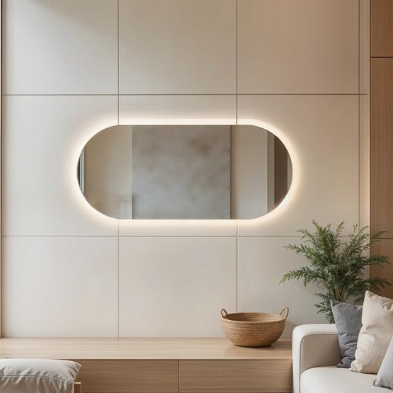   Miroir ovale allongé LED IP44 pour salle de bain, premium, avec ou sans cadre | VELO - Miroirs