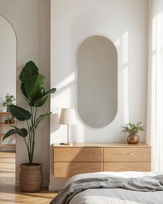   Miroir ovale allongé LED IP44 pour salle de bain, premium, avec ou sans cadre | VELO - Miroirs