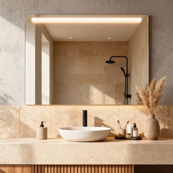  Miroirs rectangulaires et carrés LED IP 44 pour salle de bain, premium, avec ou sans cadre | HORIZON - Miroirs