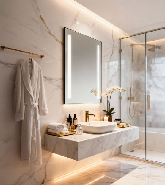  Miroirs rectangulaires et carrés LED IP 44 pour salle de bain, premium, avec ou sans cadre | HORIZON - Miroirs