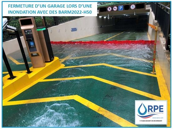 Mise en situation du Barrage anti-inondation rigide et mobile BARM2022 - produit présenté par RPE SAS -SAVIGNY-EN-REVERMONT (SAÔNE ET LOIRE)