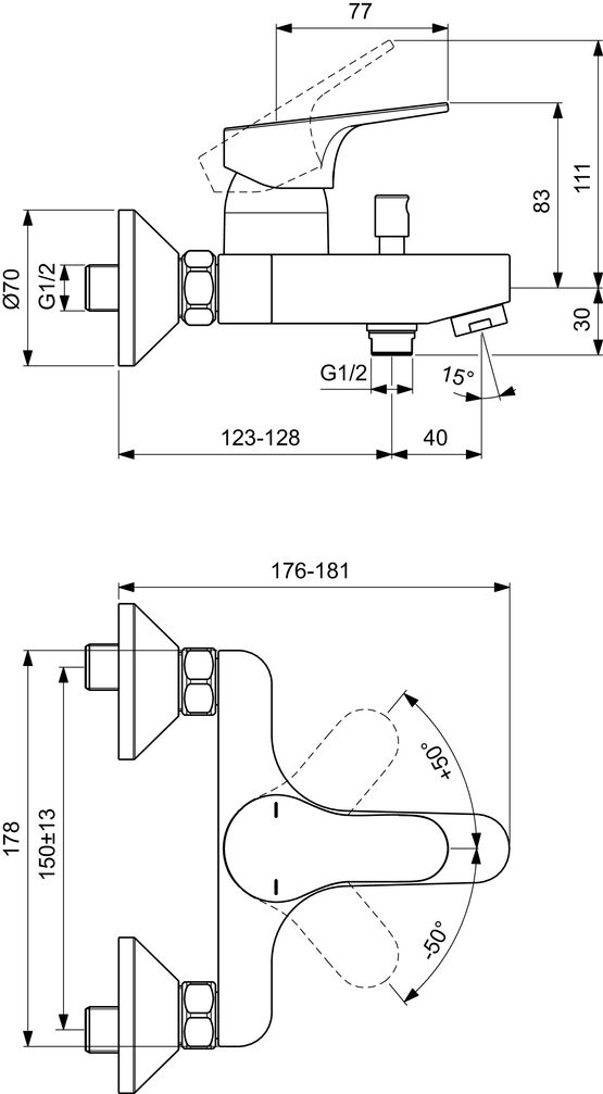 Mitigeur bain-douche mural | Olyos D2500AA - produit présenté par PORCHER