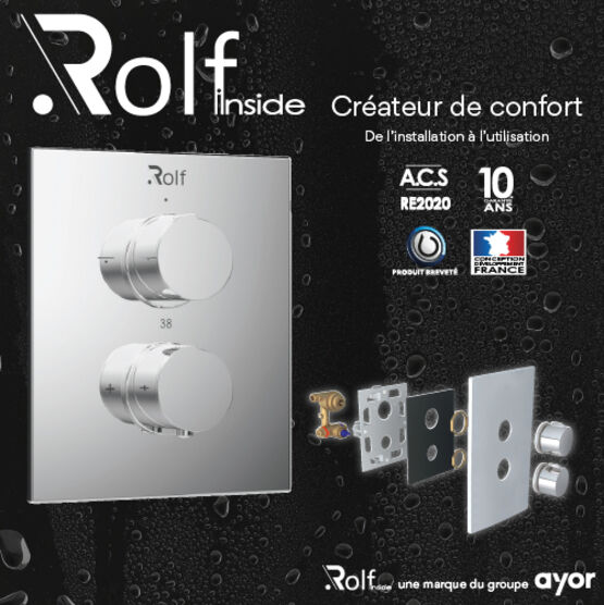 Mitigeur thermostatique douche à encastrer Rolf Inside Ori'O - -  Robinetterie & Sanitaire - Rolf - Ayor