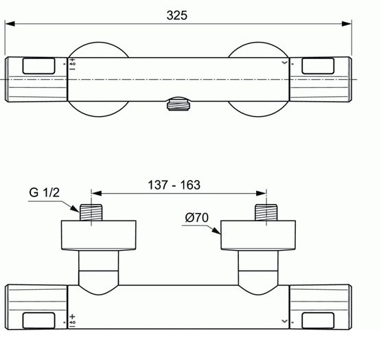  Mitigeur de douche thermostatique fin à corps antibrûlure | Kheops - Mitigeur thermostatique