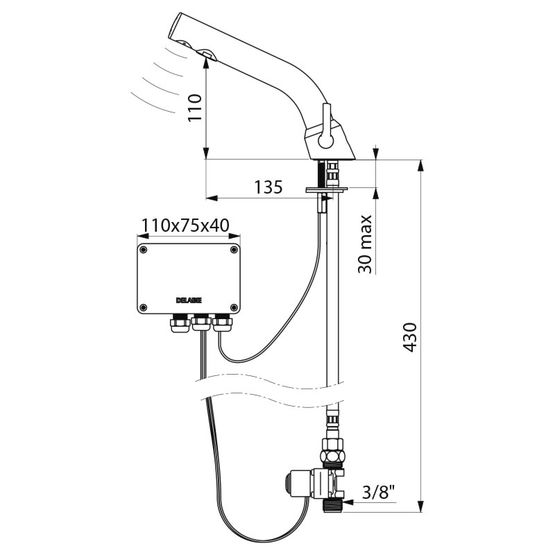  Mitigeur électronique de lavabo sur plage | BLACK BINOPTIC MIX Réf. 478MCHB - Mitigeur à déclenchement automatique pour collectivités