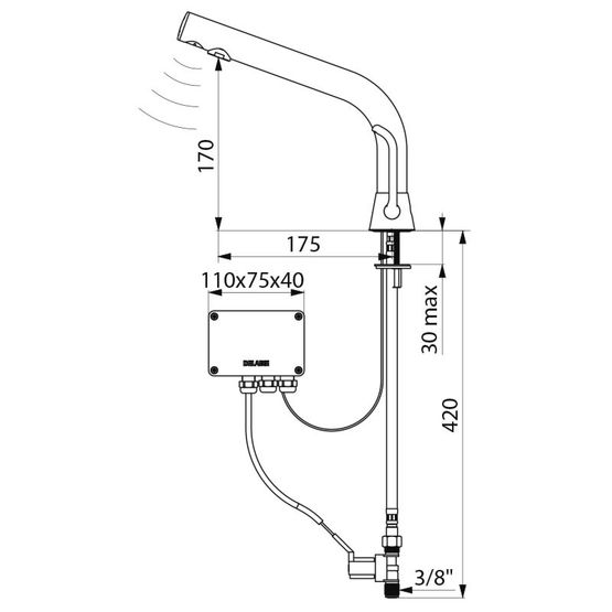  Mitigeur électronique de lavabo sur secteur | BINOPTIC MIX Réf. 388MCHLH - Mitigeur à déclenchement automatique pour collectivités