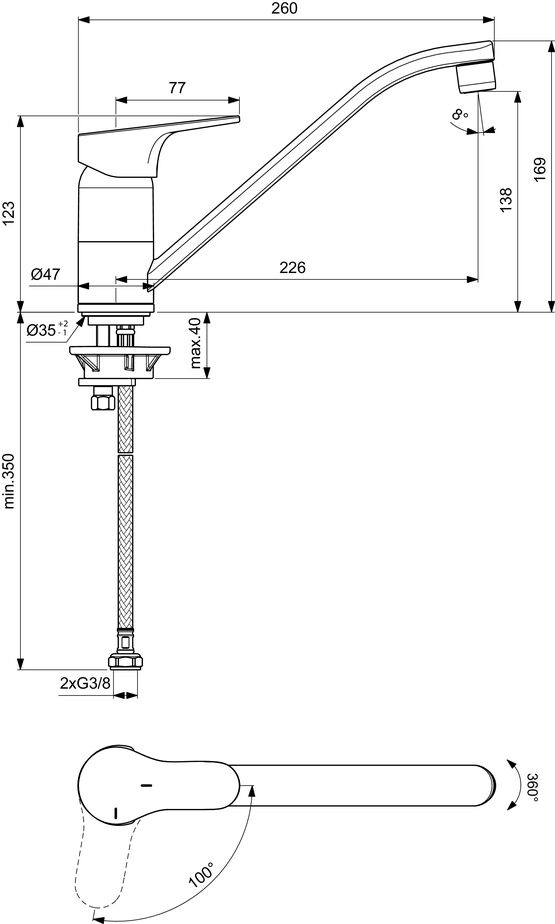 Mitigeur évier bec bac C3 | Olyos D2511AA  - produit présenté par PORCHER