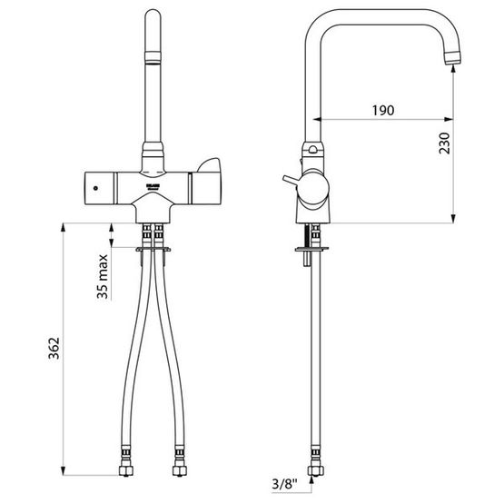  Mitigeur thermostatique d&#039;évier bi-commande | SECURITHERM Réf. H9716  - DELABIE