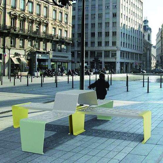  Mobilier urbain coloré en tôle d&#039;acier ajourée | Lud - POLYMOBYL FRANCE