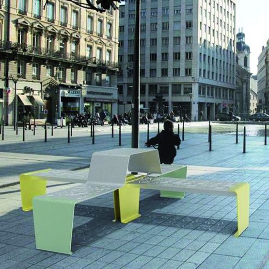  Mobilier urbain coloré en tôle d&#039;acier ajourée | Lud - POLYMOBYL FRANCE