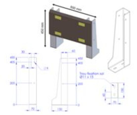  Module bouclier blindé sur pied pargom H.450 mm L.500 mm | WATTELEZ  - WATTELEZ