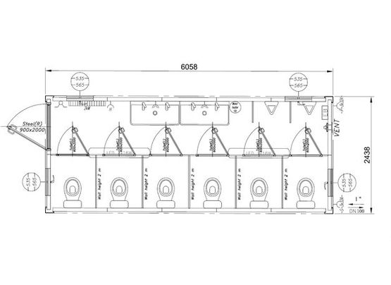 Module ou abris avec sanitaire 20&#039; 6xWC