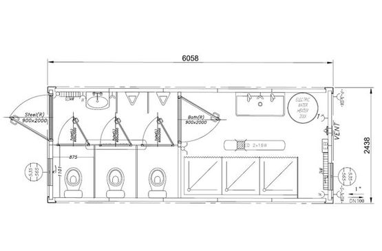 Module ou conteneur avec sanitaire 20&#039; 3xWC + 3xDouches | EUROPBOX 