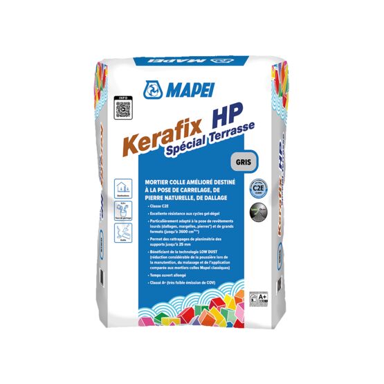 Mortier-colle amélioré C2E | KERAFIX HP SPÉCIAL TERRASSE pour dallages et pierres naturelles