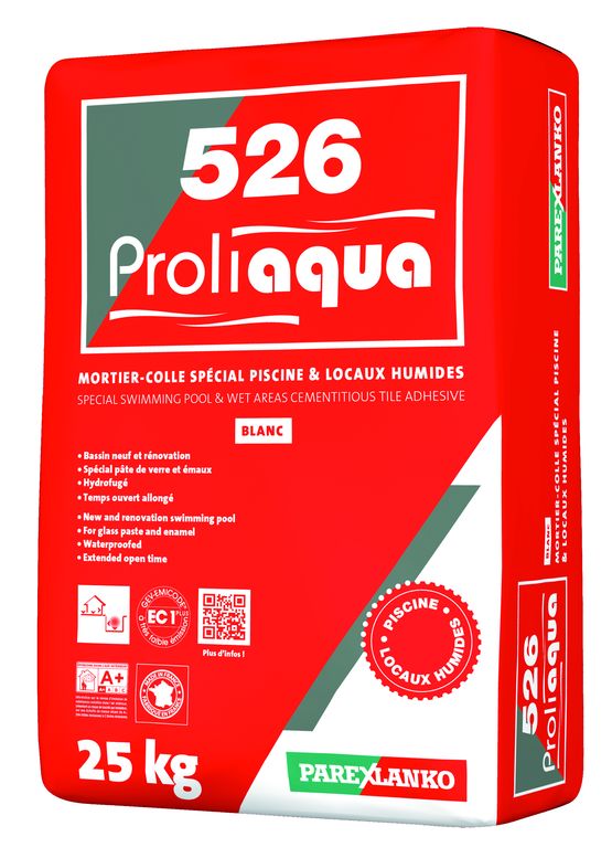  Mortier-colle polyvalent pour carrelage en locaux humides et piscines | 526 Proliaqua - PAREXLANKO