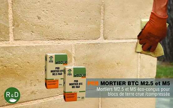 Mortier sans ciment pour blocs de terre crue compressée | Neo Terra Mortier BTC M5 R&amp;D