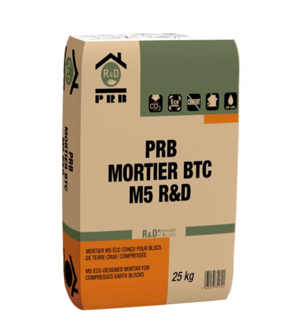  Mortier sans ciment pour blocs de terre crue compressée | Neo Terra Mortier BTC M5 R&amp;D - PRB
