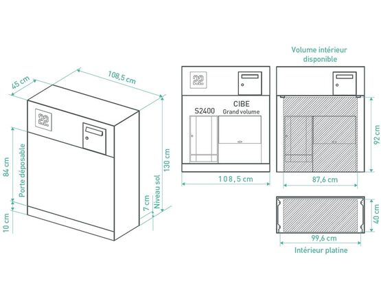 Muret technique boîte aux lettres face habillage coffret | MTF 110  - MURET TECHNIQUE