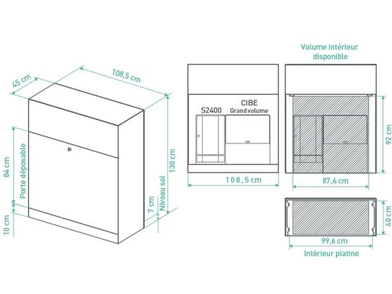  Muret technique cache coffret EDF extérieur sans boite aux lettre face | MTF 110 0BAL  - MURET TECHNIQUE