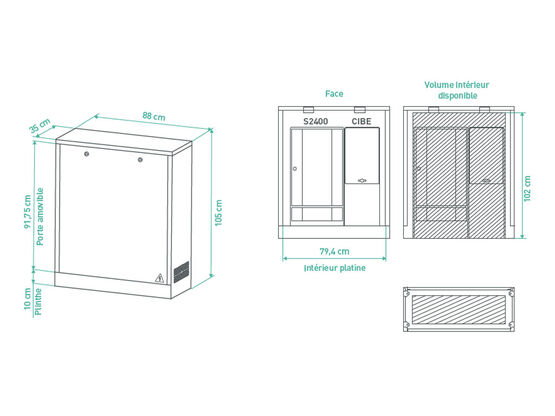  Muret technique extérieur | TECHNI'BOX DUNE Essentiel Taille M - MURET TECHNIQUE