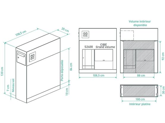  Muret technique habillage coffret extérieur électricité gaz MTP110 boite aux lettres face | MTP 110  - MURET TECHNIQUE