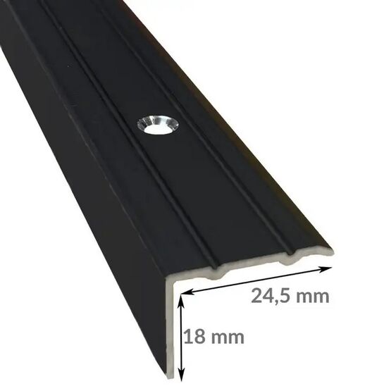 Nez de marche équerre alu percé noir 24.5 x 18mm | WATTELEZ